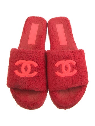 Chanel Interlocking CC Logo Grosgrain Trim Slides