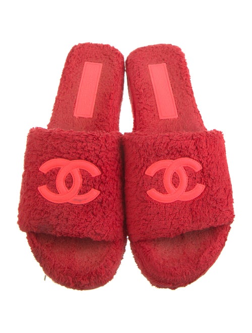 Chanel Interlocking CC Logo Grosgrain Trim Slides