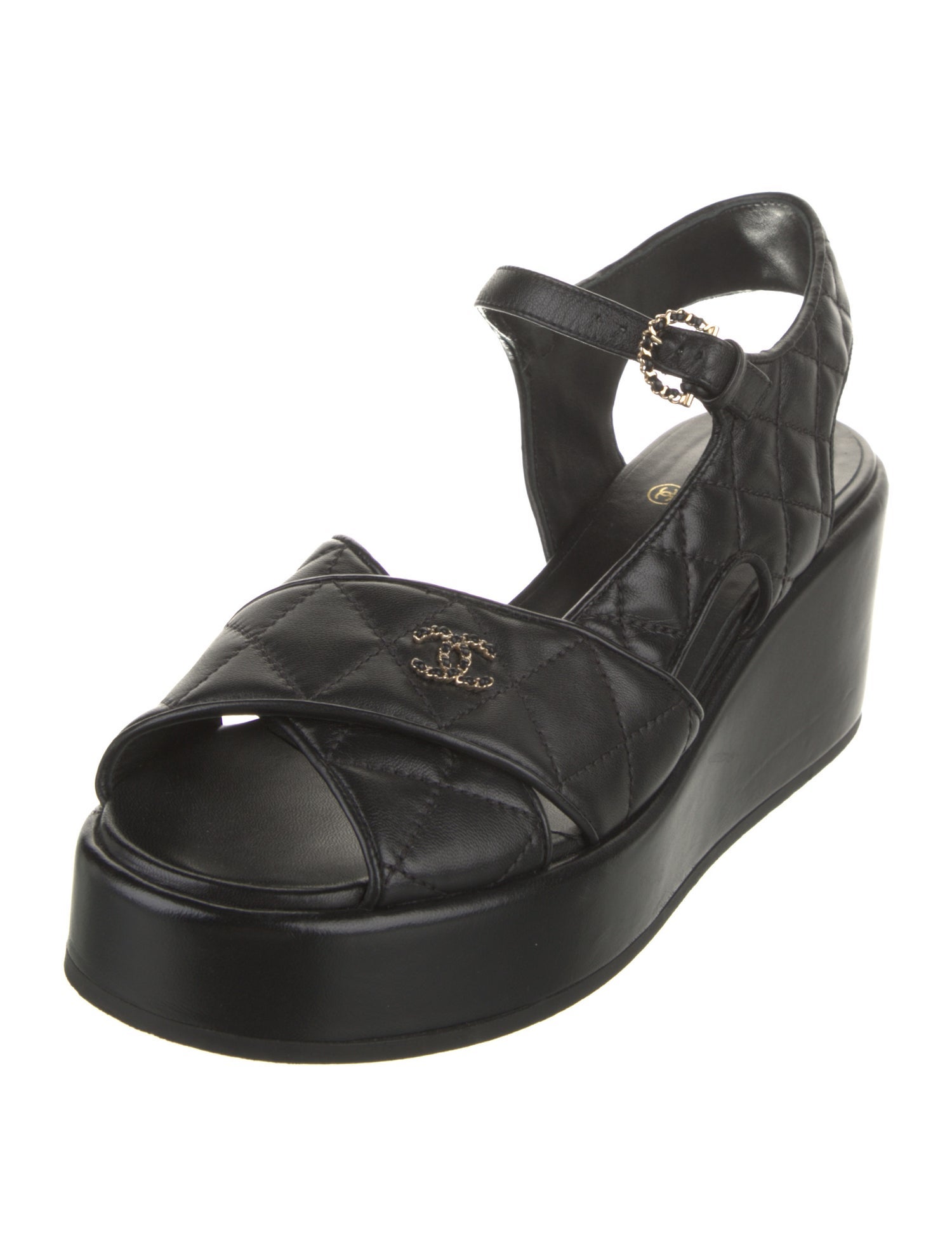 Chanel Interlocking CC Logo Leather Sandals