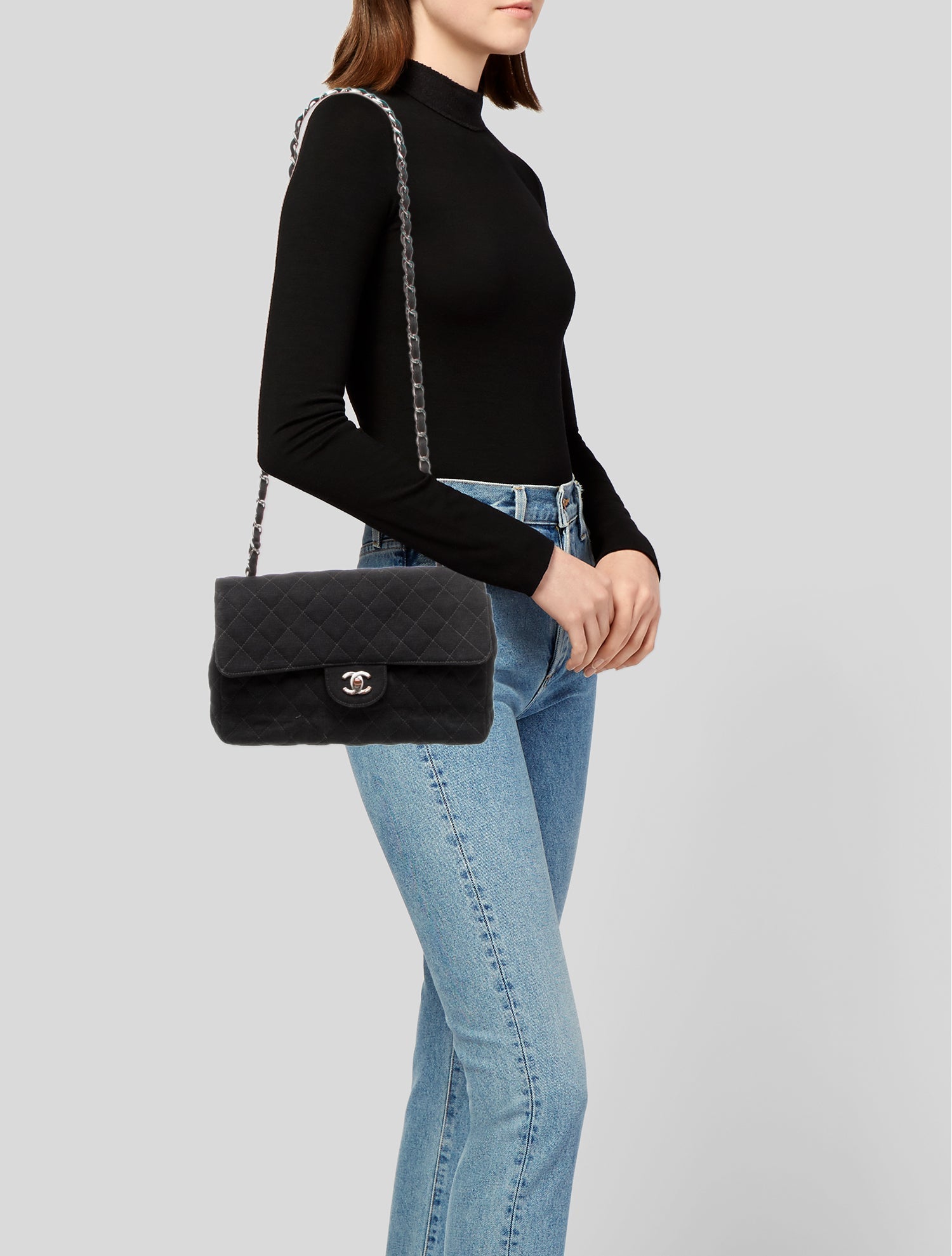 Chanel Classic Medium Jersey Single Flap Bag