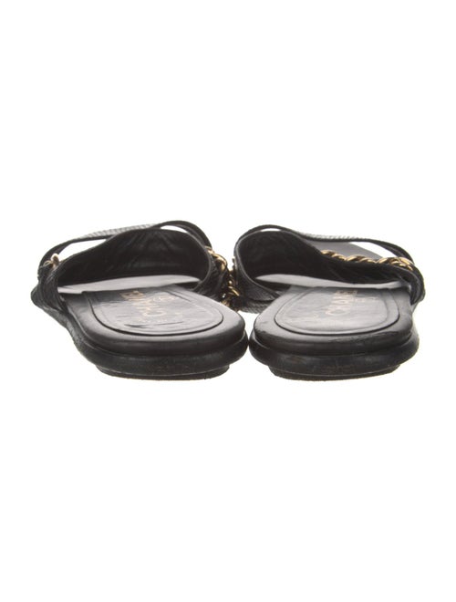 Chanel Interlocking CC Logo Lizard Slides