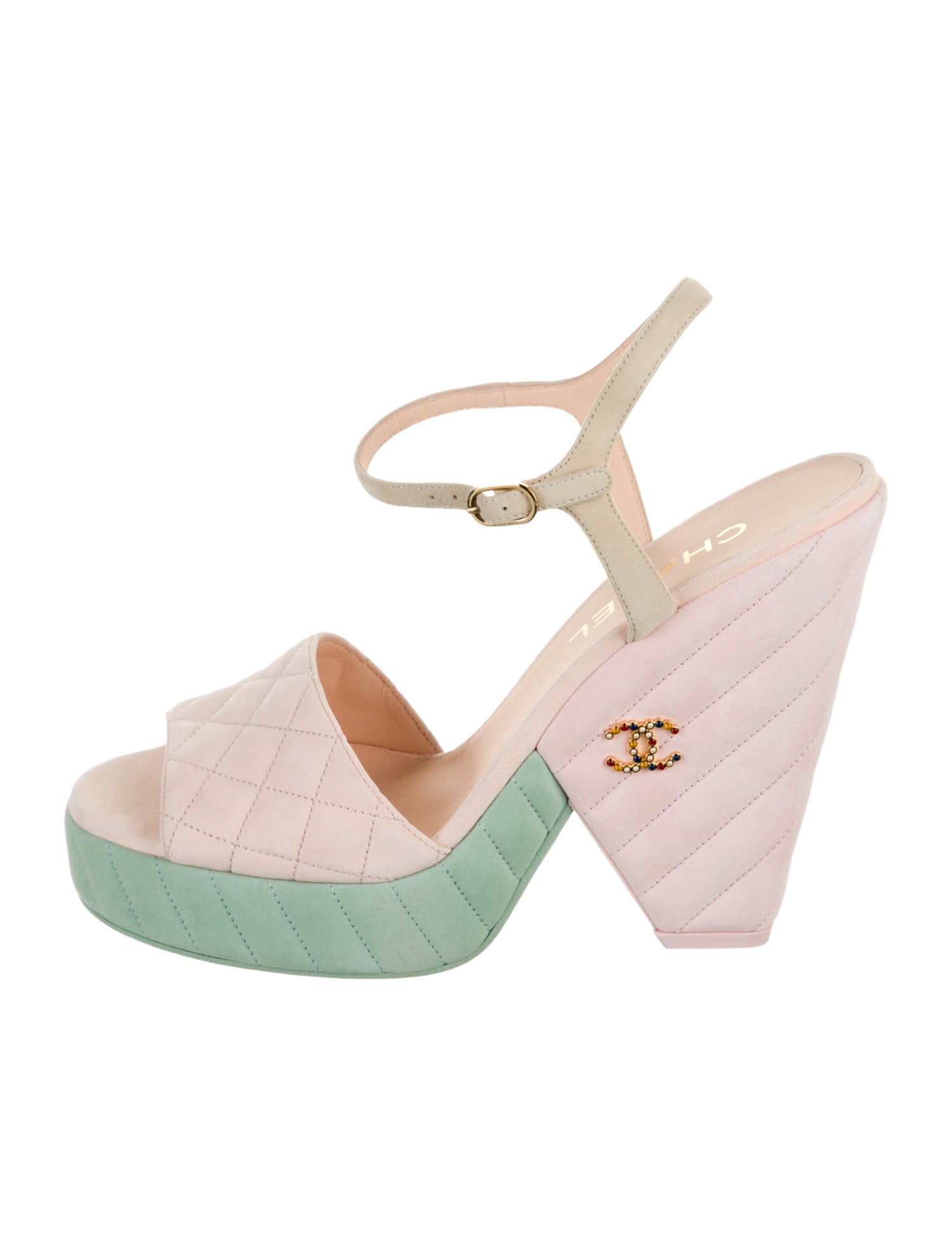 Chanel Interlocking CC Logo Suede D'Orsay Pumps