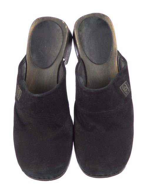 Chanel Interlocking CC Logo Suede Mules