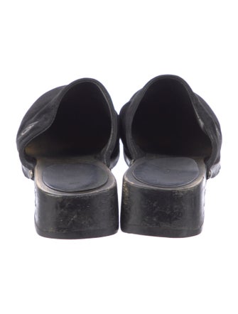 Chanel Interlocking CC Logo Suede Mules