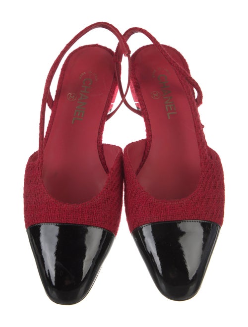 Chanel Interlocking CC Logo Tweed Slingback Flats