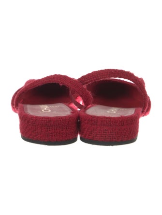 Chanel Interlocking CC Logo Tweed Slingback Flats