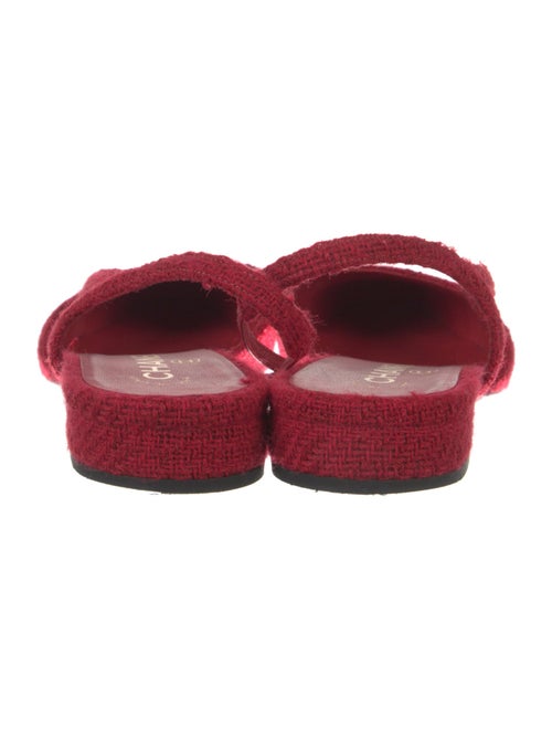 Chanel Interlocking CC Logo Tweed Slingback Flats