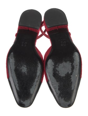 Chanel Interlocking CC Logo Tweed Slingback Flats