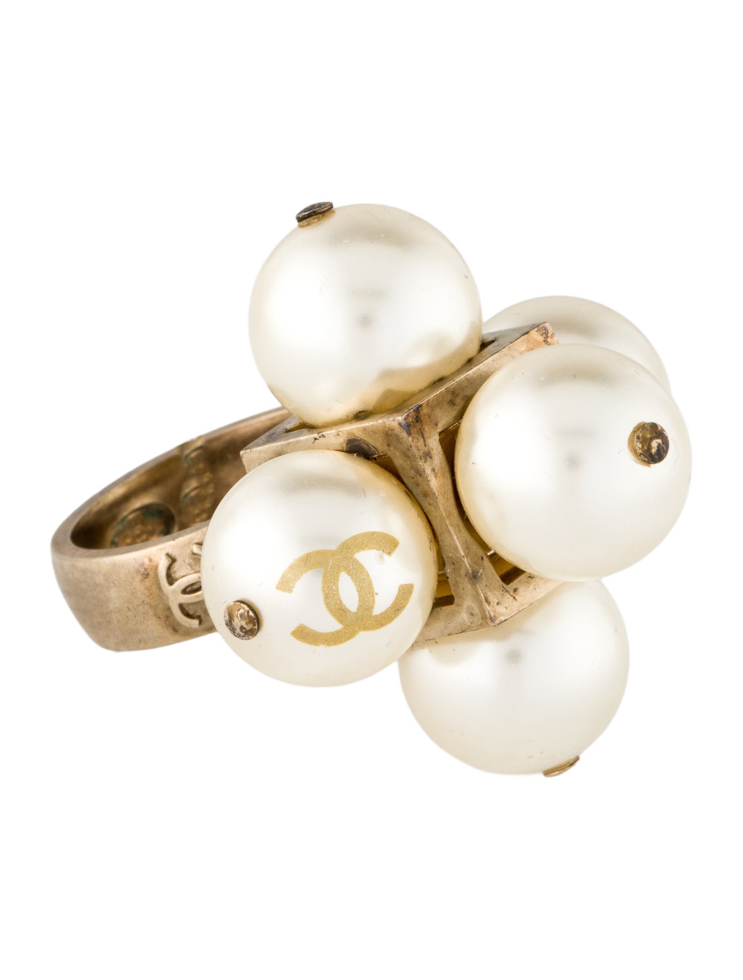 Chanel Faux Pearl Cluster Cocktail Ring