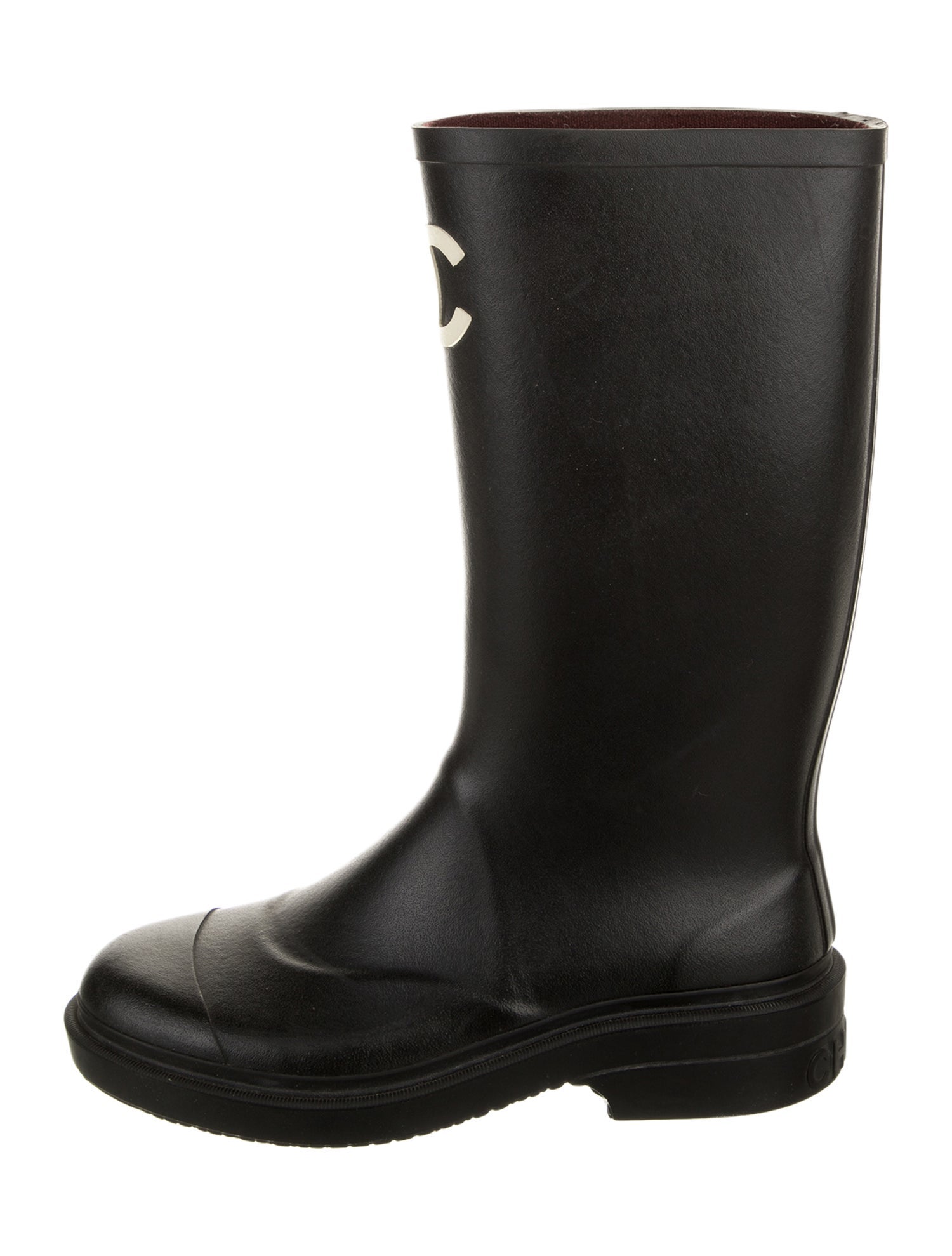 Chanel Interlocking CC Logo Rubber Rain Boots