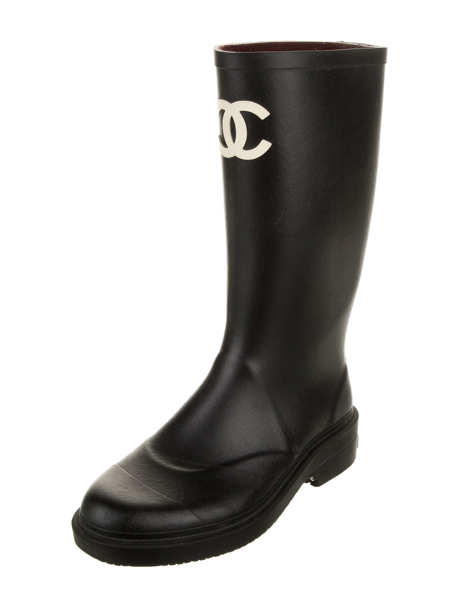 Chanel Interlocking CC Logo Rubber Rain Boots