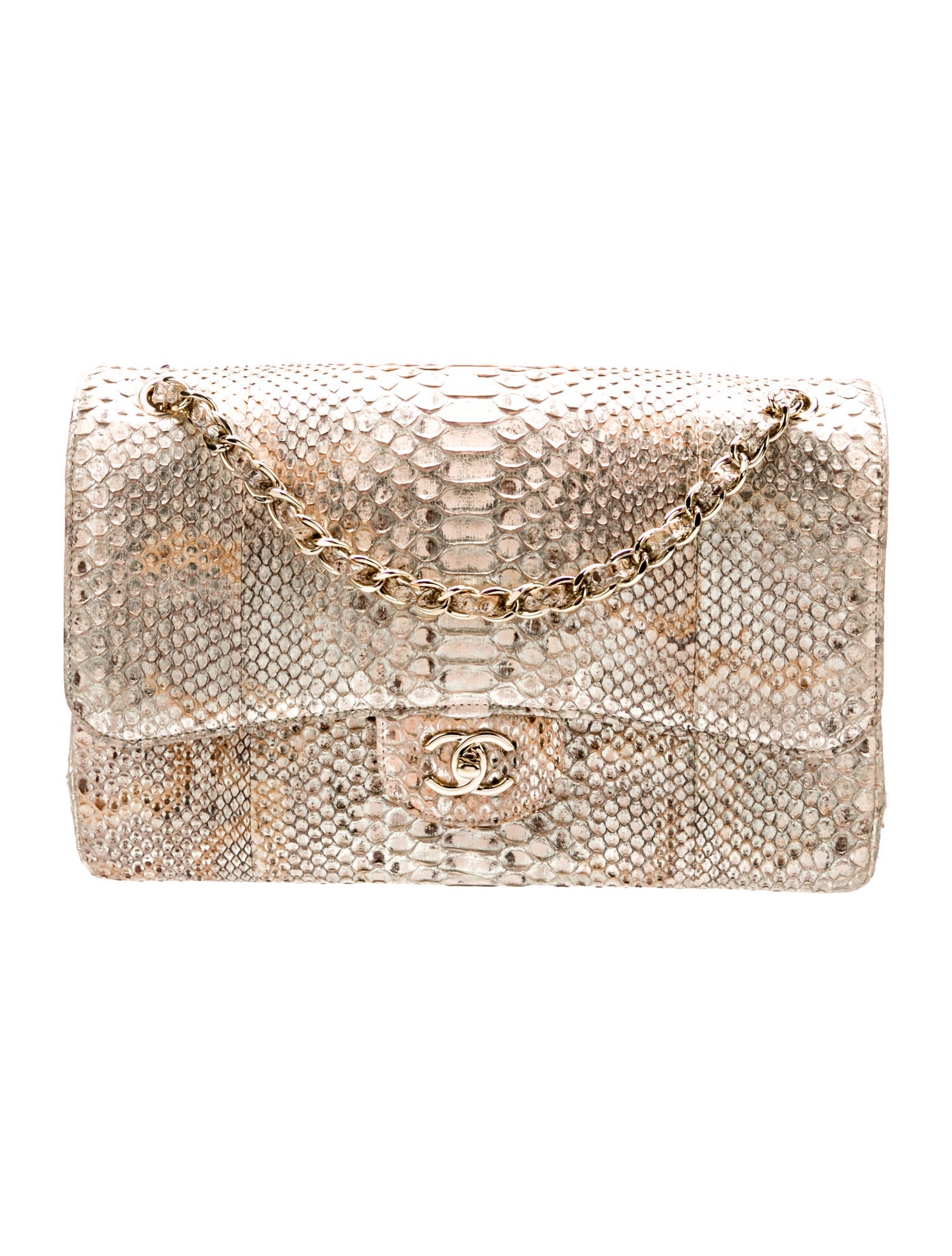 Chanel Classic Jumbo Python Double Flap Bag