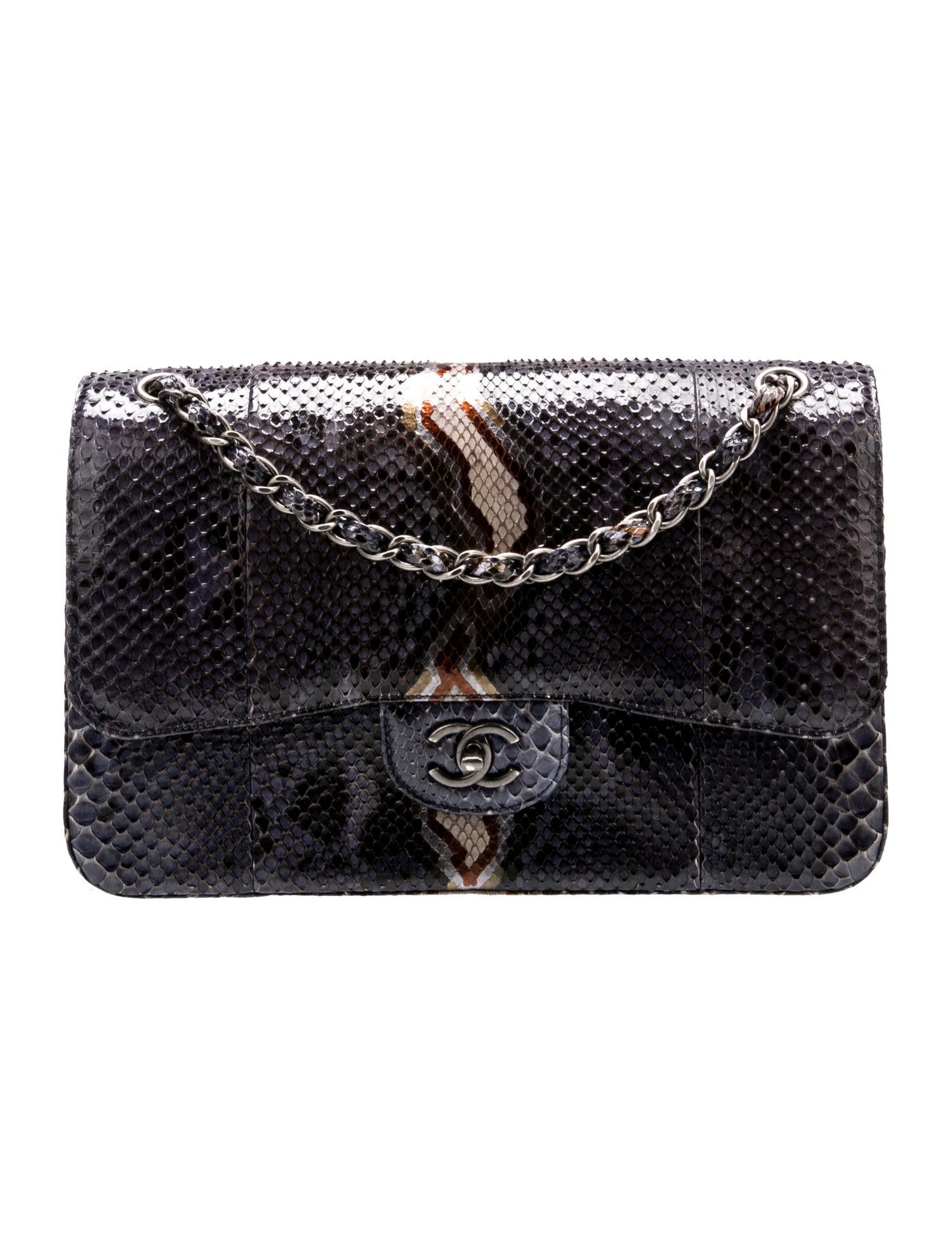 Chanel Classic Jumbo Python Double Flap Bag