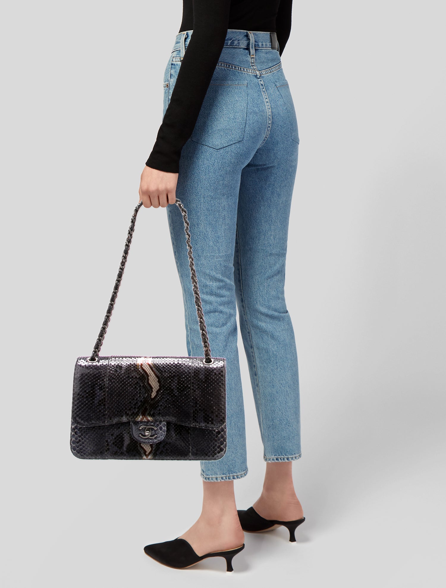 Chanel Classic Jumbo Python Double Flap Bag