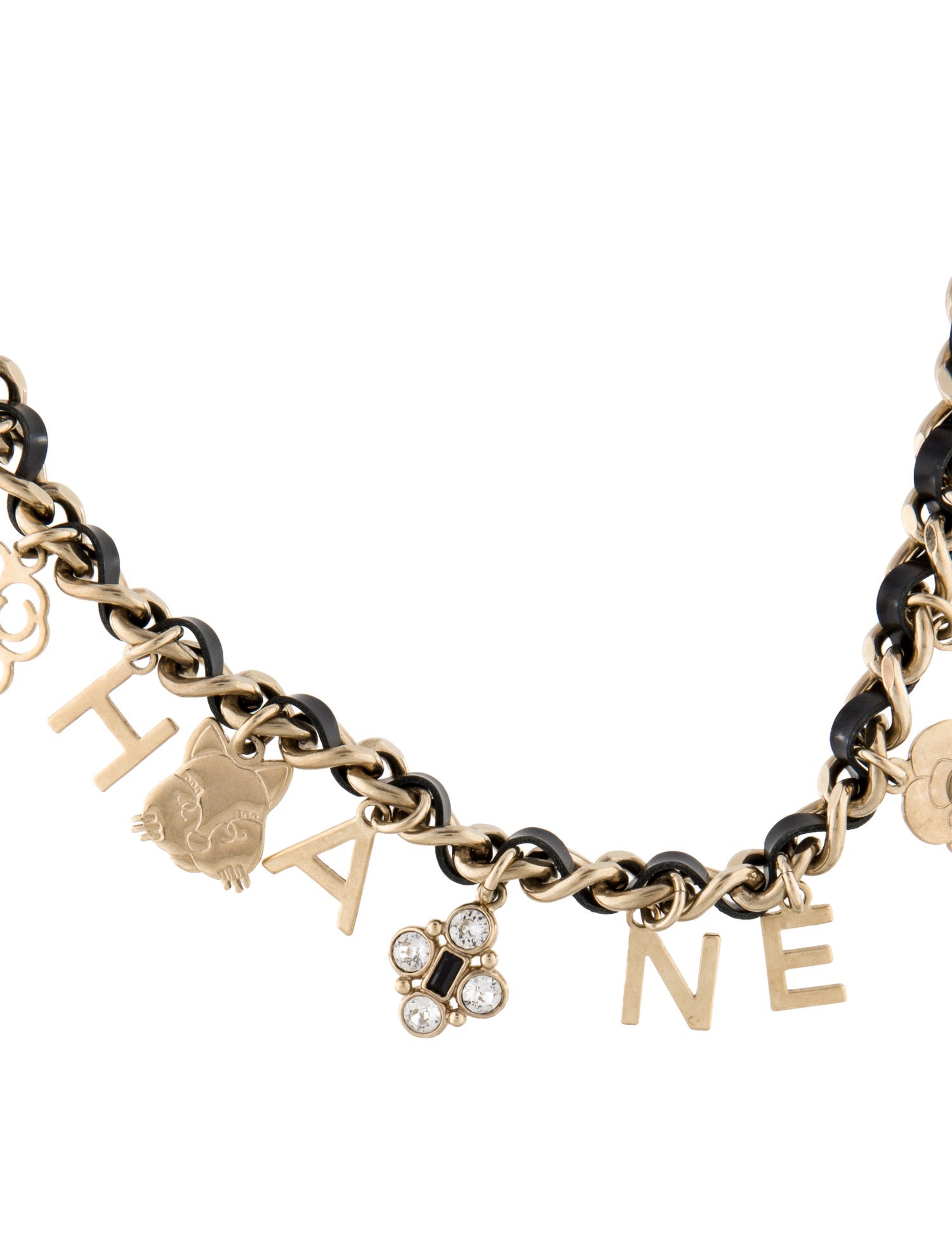 Chanel Faux Pearl, Strass & Leather CC Charm Choker Necklace