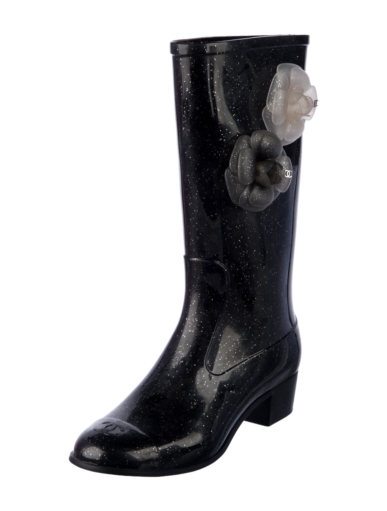 Chanel Interlocking CC Logo Rubber Rain Boots
