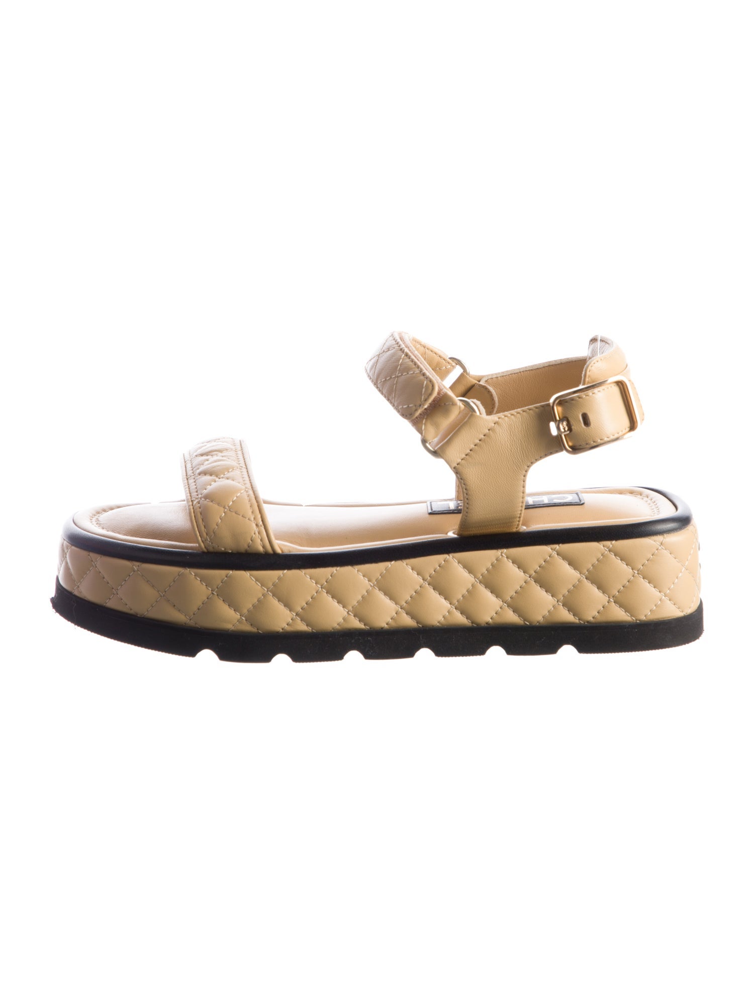 Chanel Interlocking CC Logo Leather Sandals