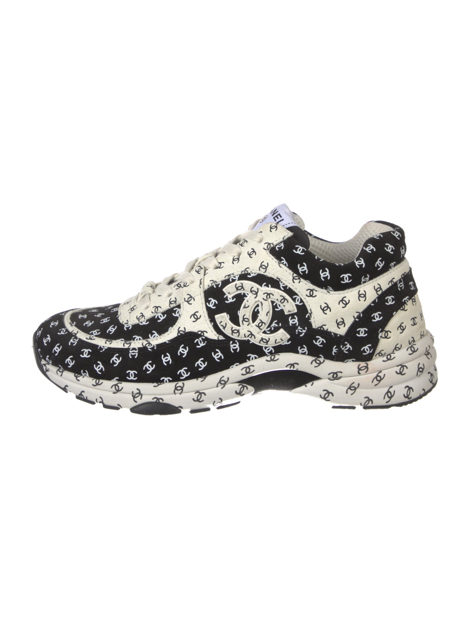 Chanel Interlocking CC Logo Suede Sneakers