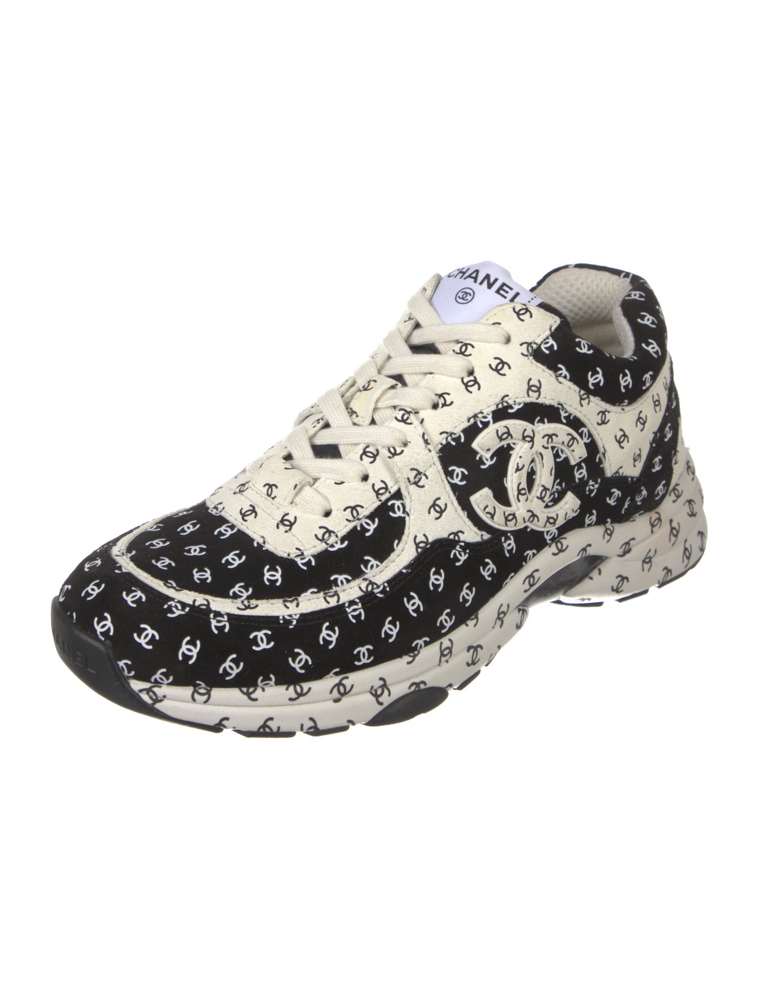 Chanel Interlocking CC Logo Suede Sneakers