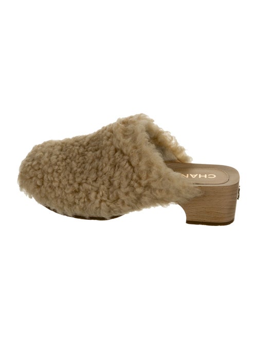 Chanel Interlocking CC Logo Shearling Mules
