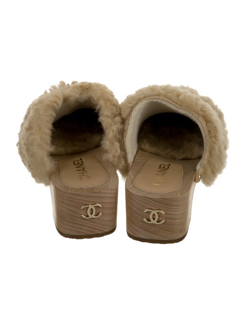 Chanel Interlocking CC Logo Shearling Mules