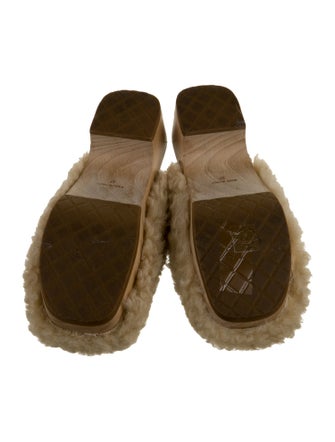 Chanel Interlocking CC Logo Shearling Mules