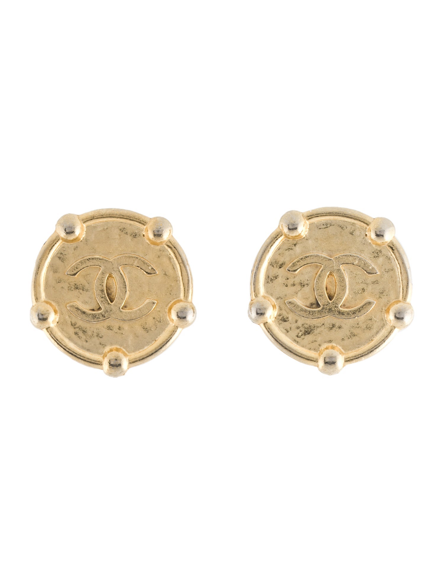 Chanel Vintage CC Round Clip-On Earrings