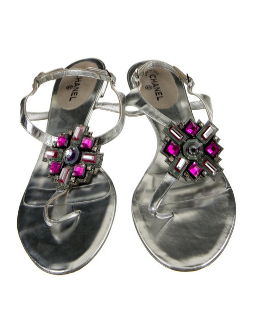 Chanel 2011 Interlocking CC Logo T-Strap Sandals