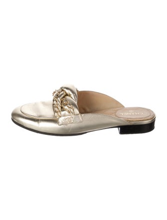 Chanel Interlocking CC Logo Leather Mules