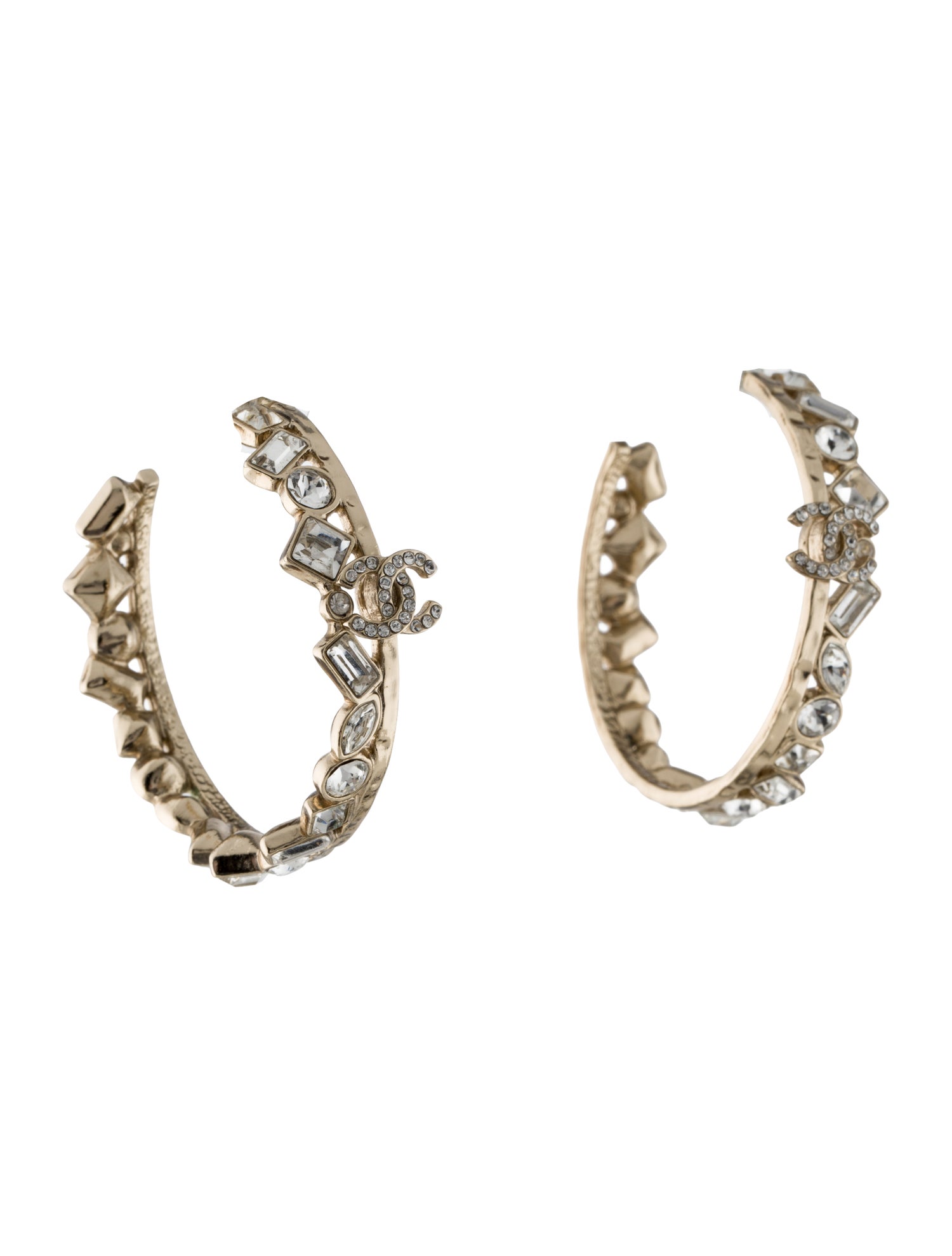 Chanel 2023 Strass CC Hoop Earrings