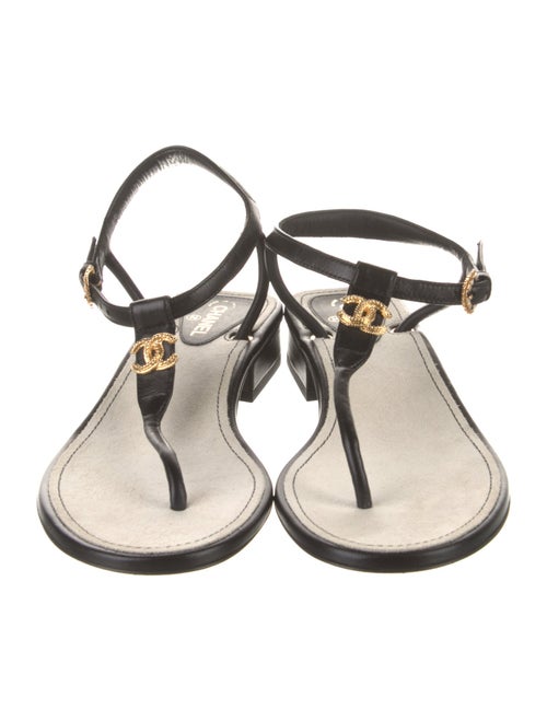 Chanel 2021 Interlocking CC Logo T-Strap Sandals