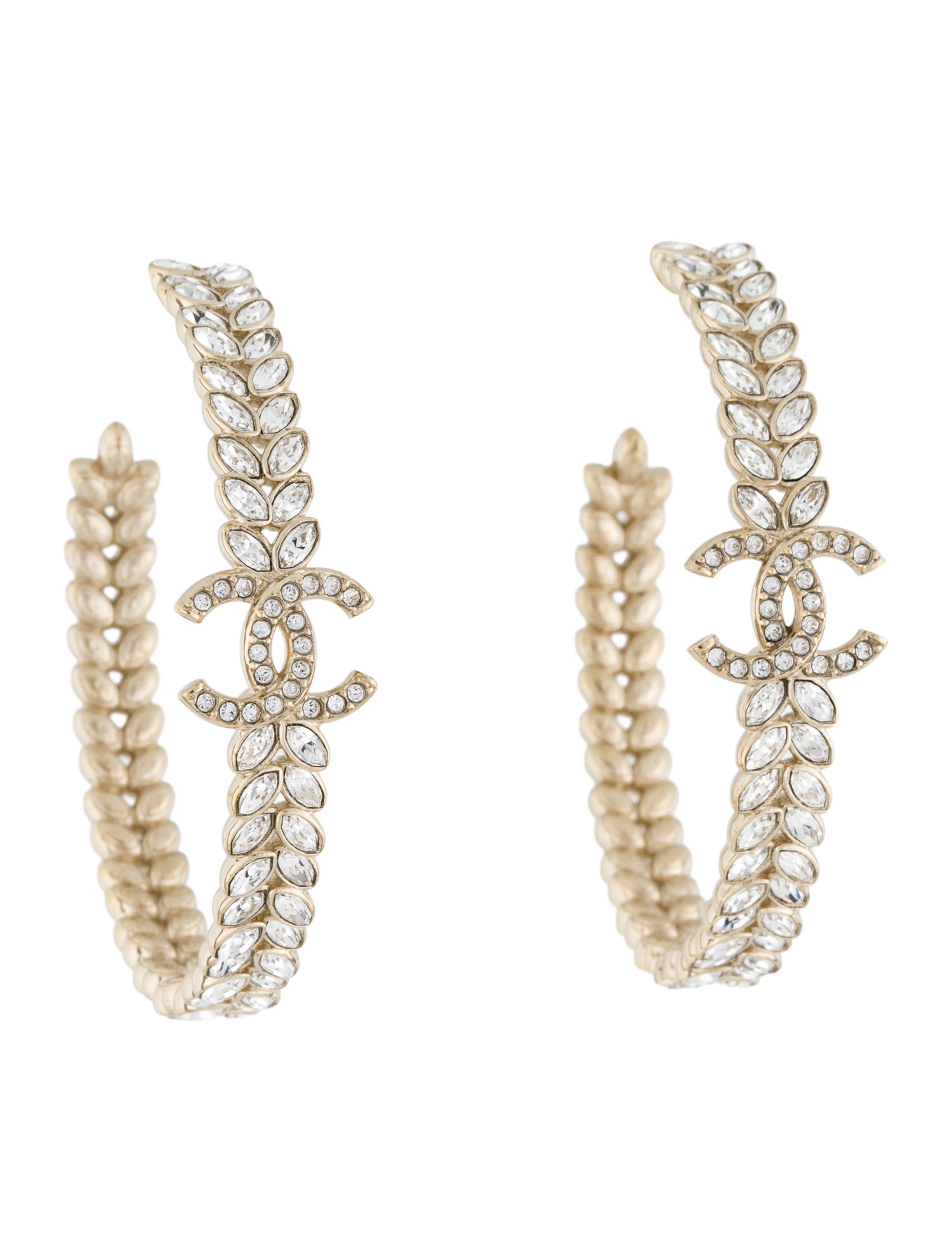 Chanel 2023 Strass CC Hoop Earrings