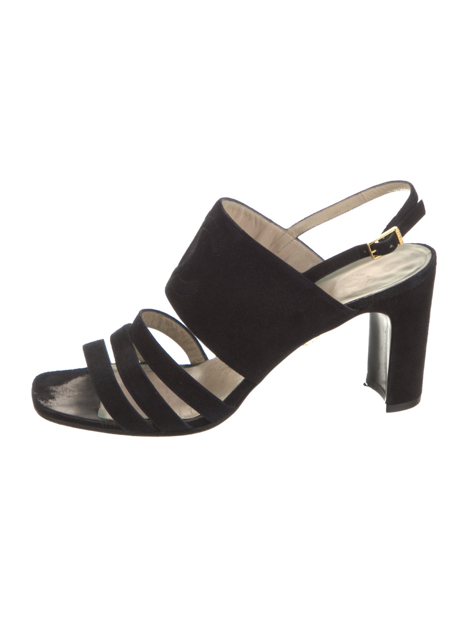 Chanel Interlocking CC Logo Suede Slingback Sandals