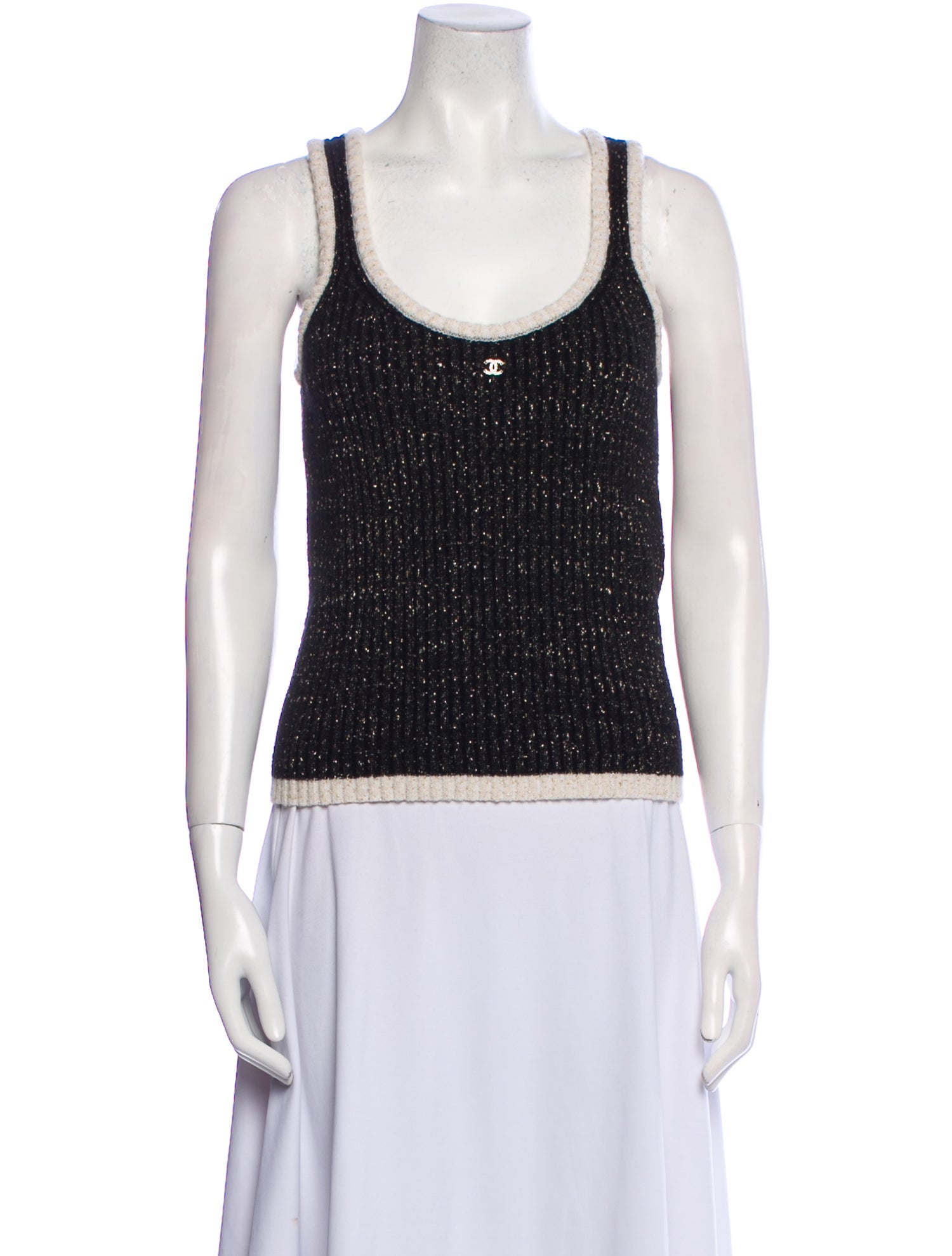 Prada Sport Scoop Neck Long Sleeve Tank Top - White Tops