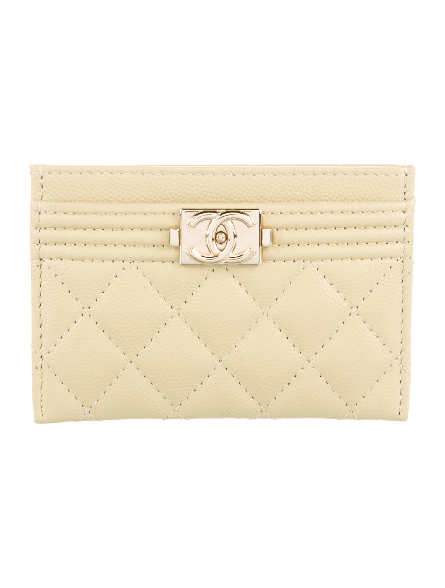 Chanel Boy Quilted Card Holder Interlocking CC Logo Wallet