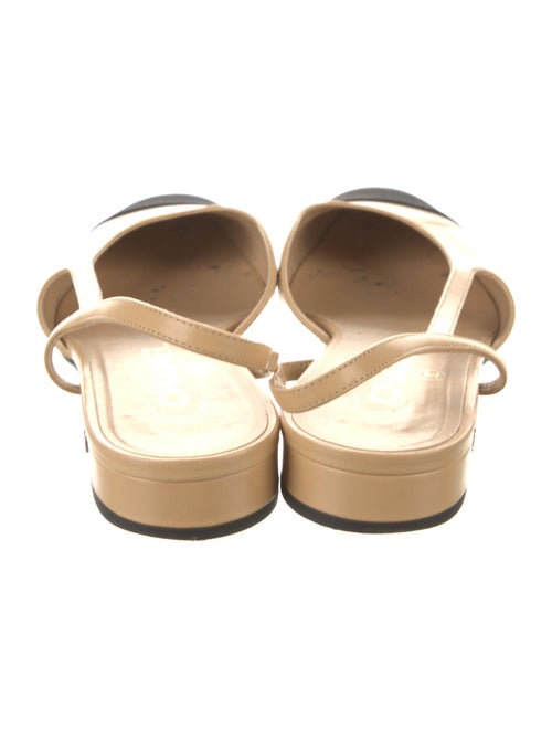 Chanel Interlocking CC Logo Leather Slingback Flats