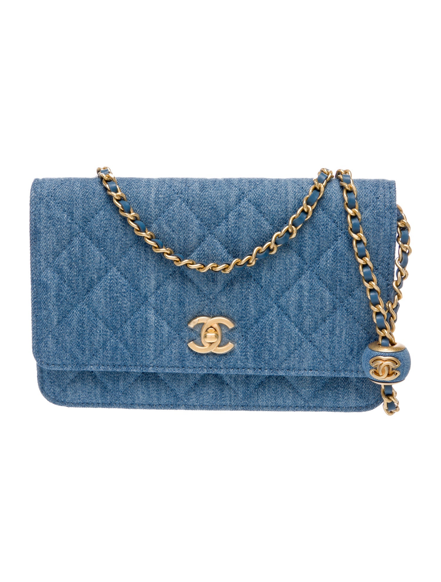 Chanel Denim Pearl Crush Wallet On Chain