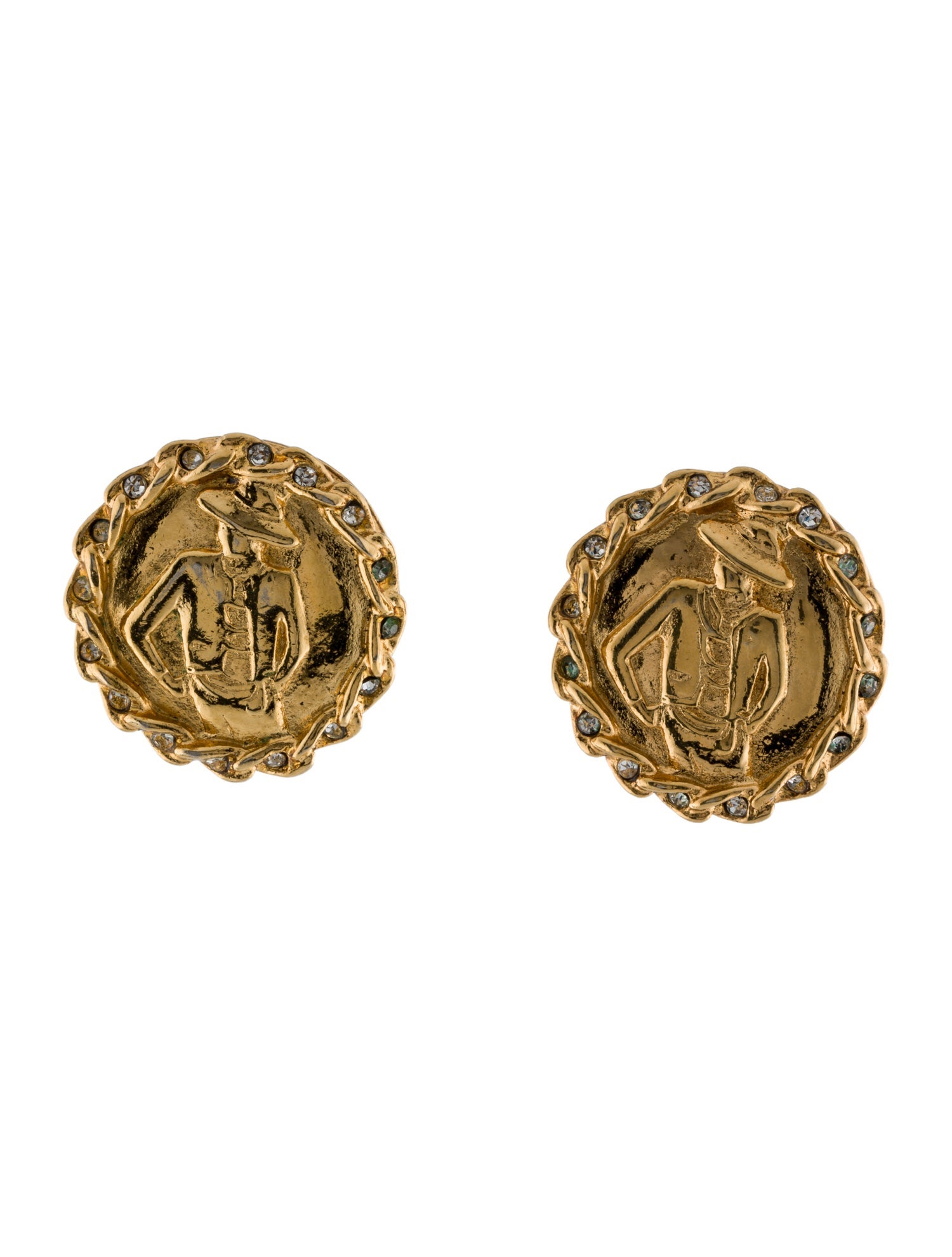 Chanel Vintage Strass CC Clip-On Earrings