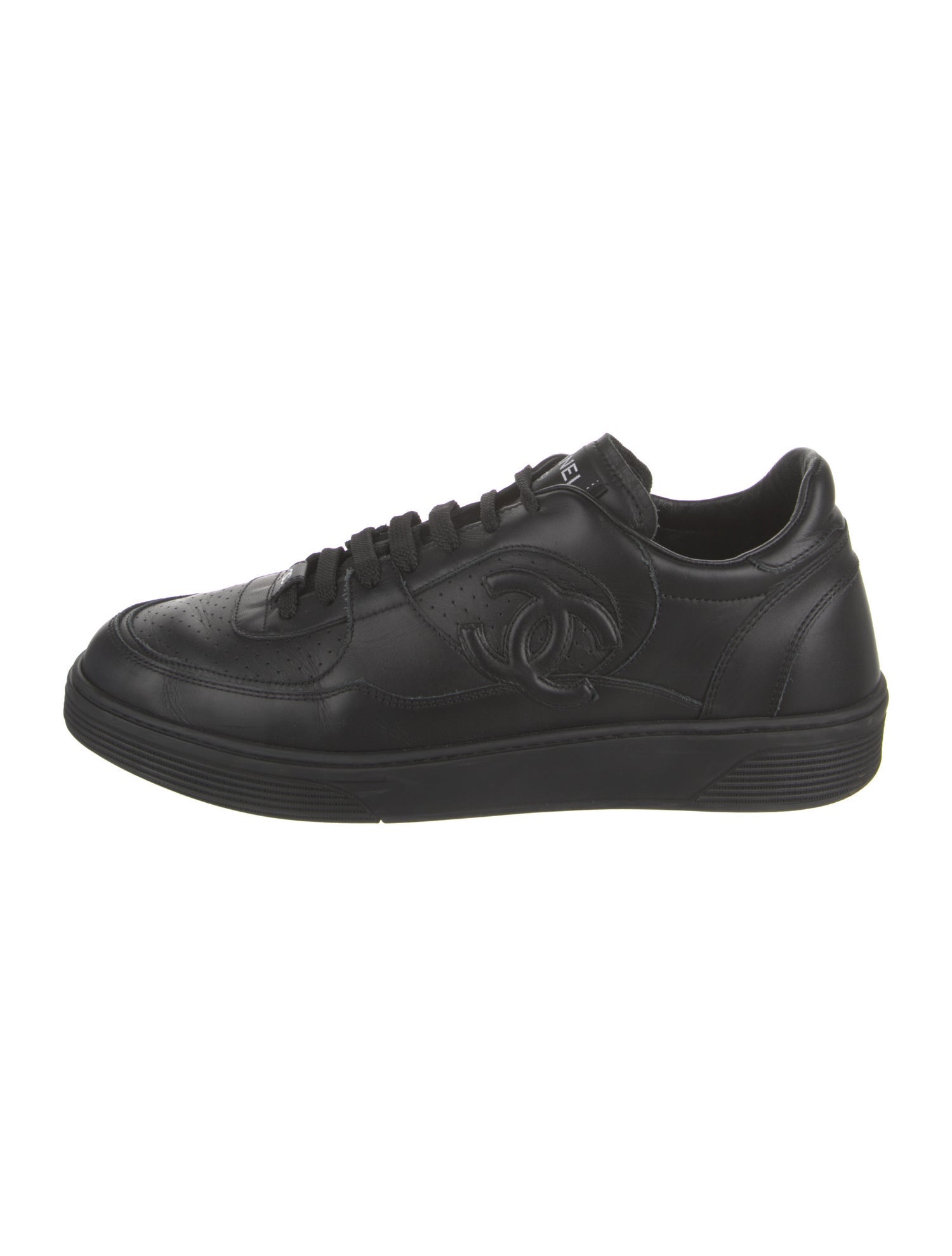 Chanel Interlocking CC Logo Leather Sneakers