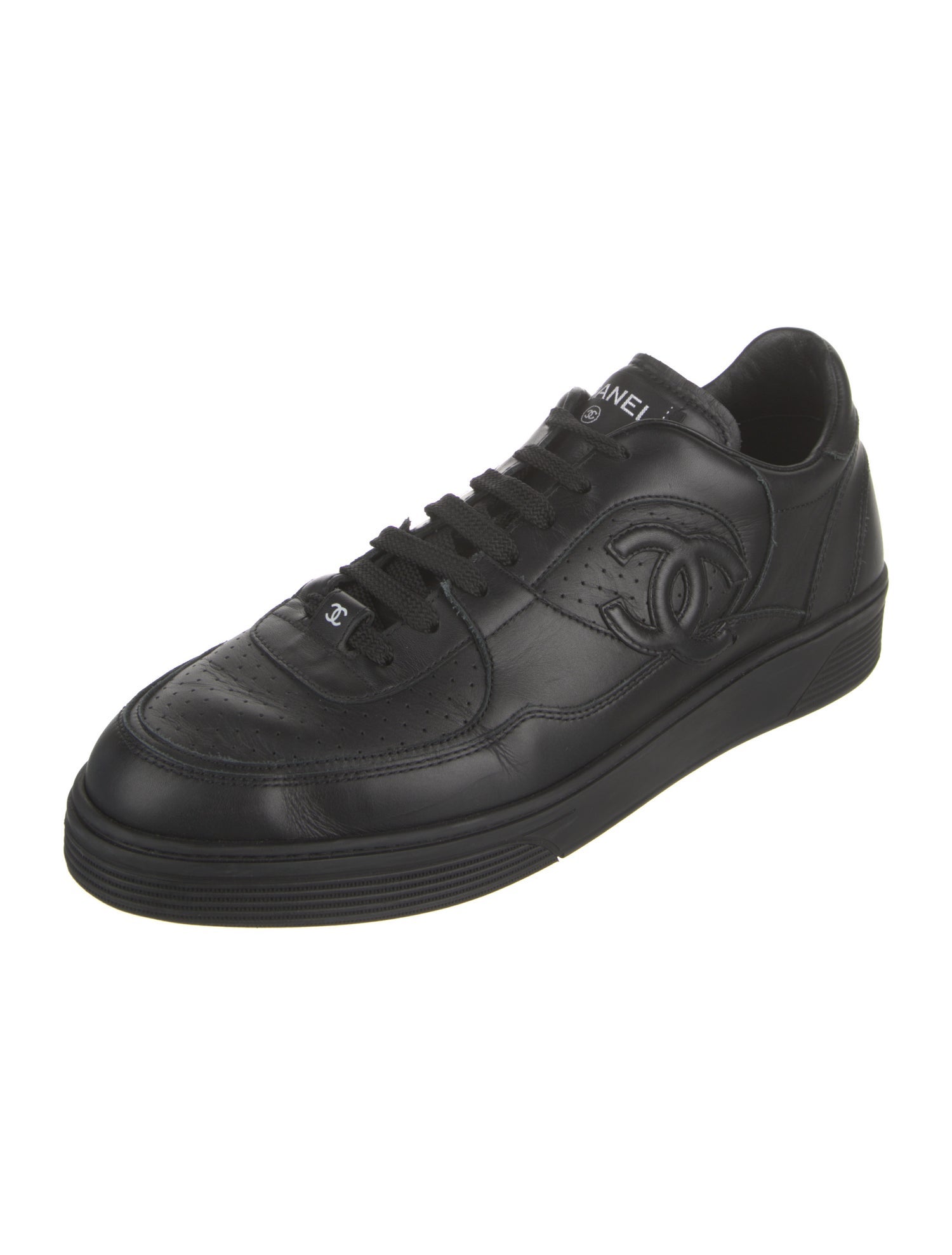 Chanel Interlocking CC Logo Leather Sneakers