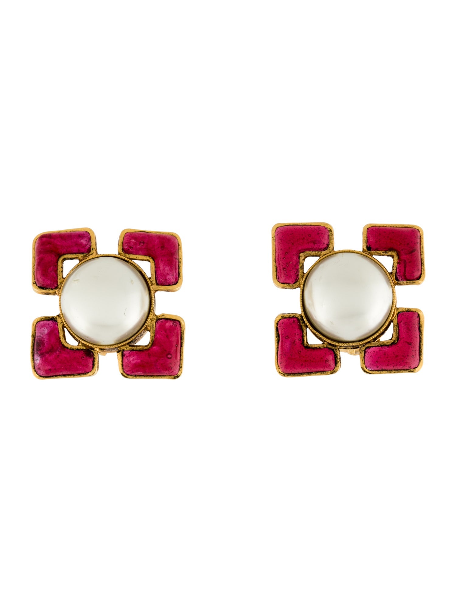 Chanel Vintage Gripoix & Faux Pearl Clip-On Earrings
