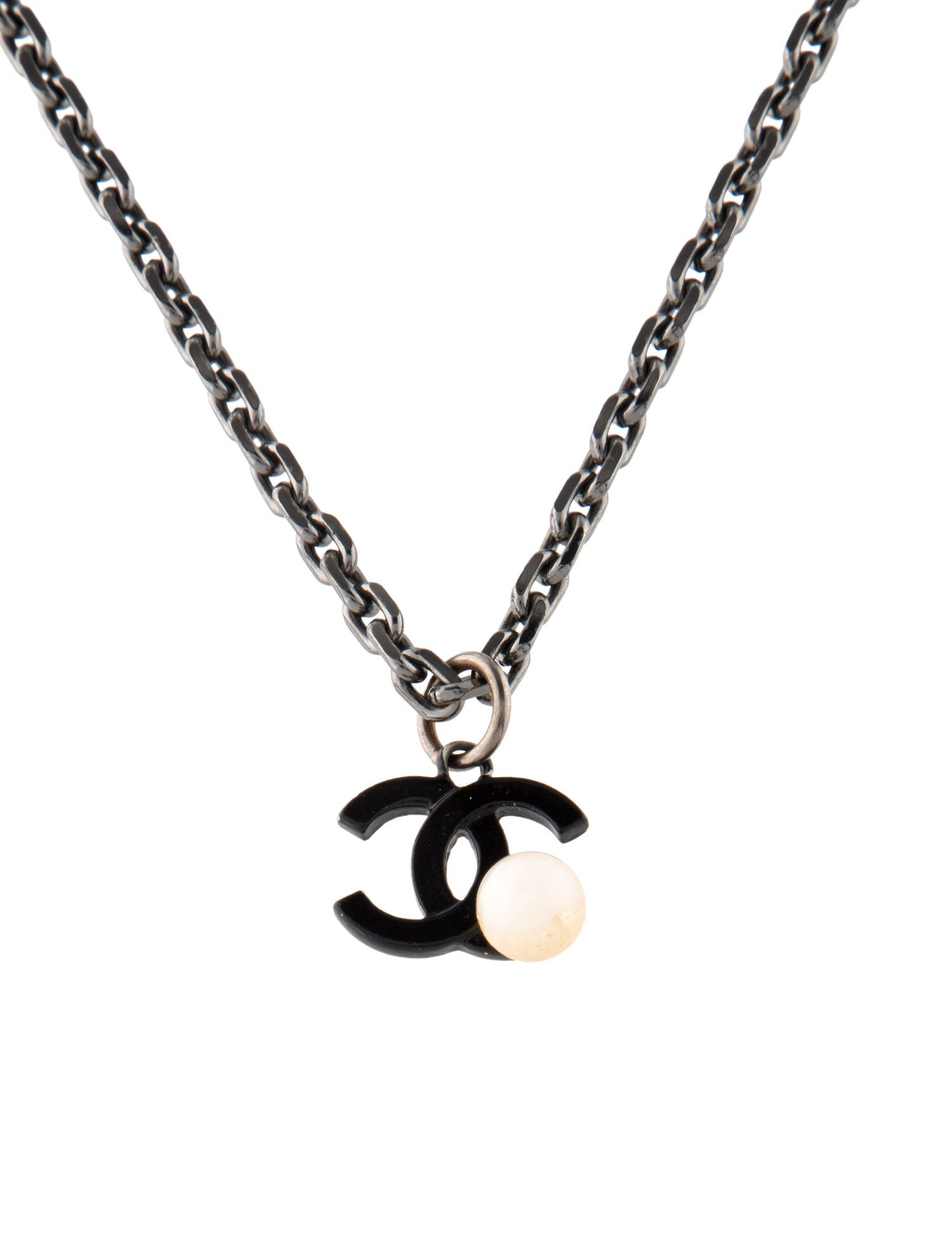 Chanel Faux Pearl CC Pendant Necklace