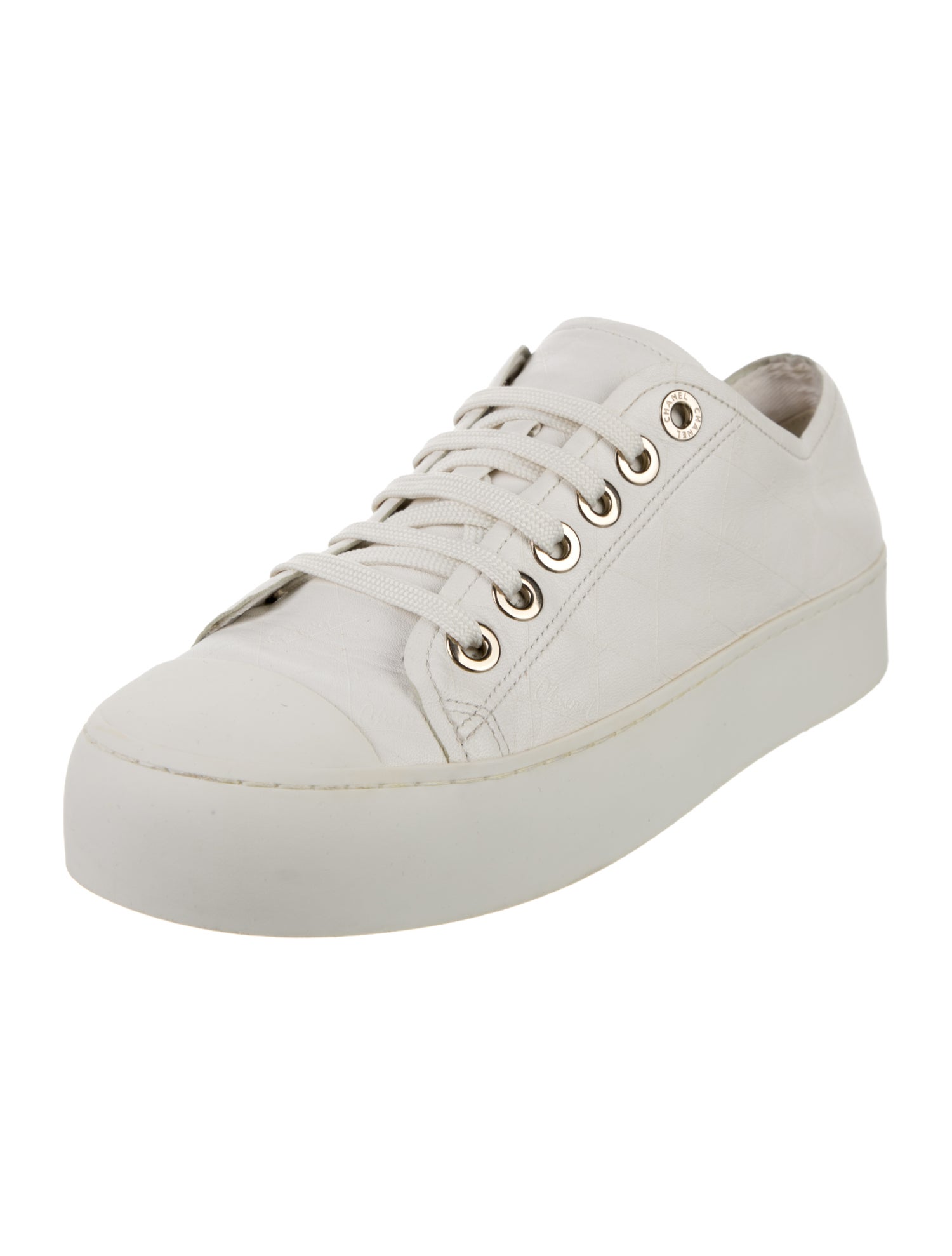 Chanel Interlocking CC Logo Leather Sneakers