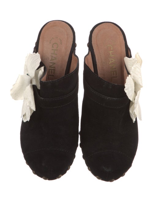Chanel Interlocking CC Logo Suede Mules