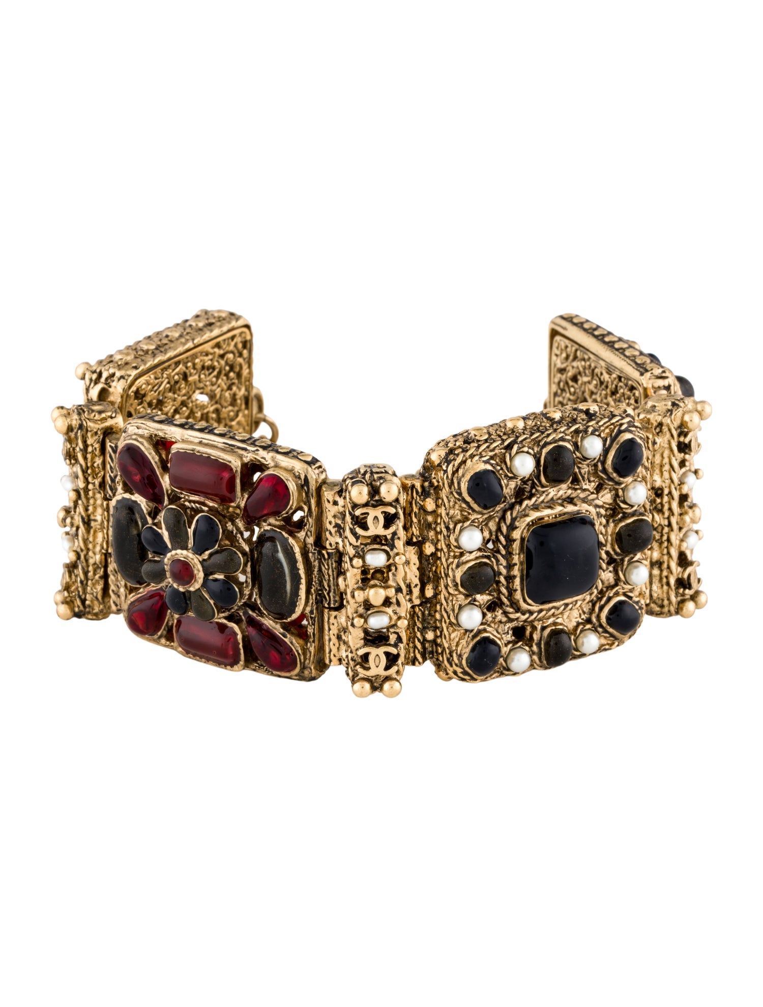 Chanel Faux Pearl & Gripoix CC Link Bracelet