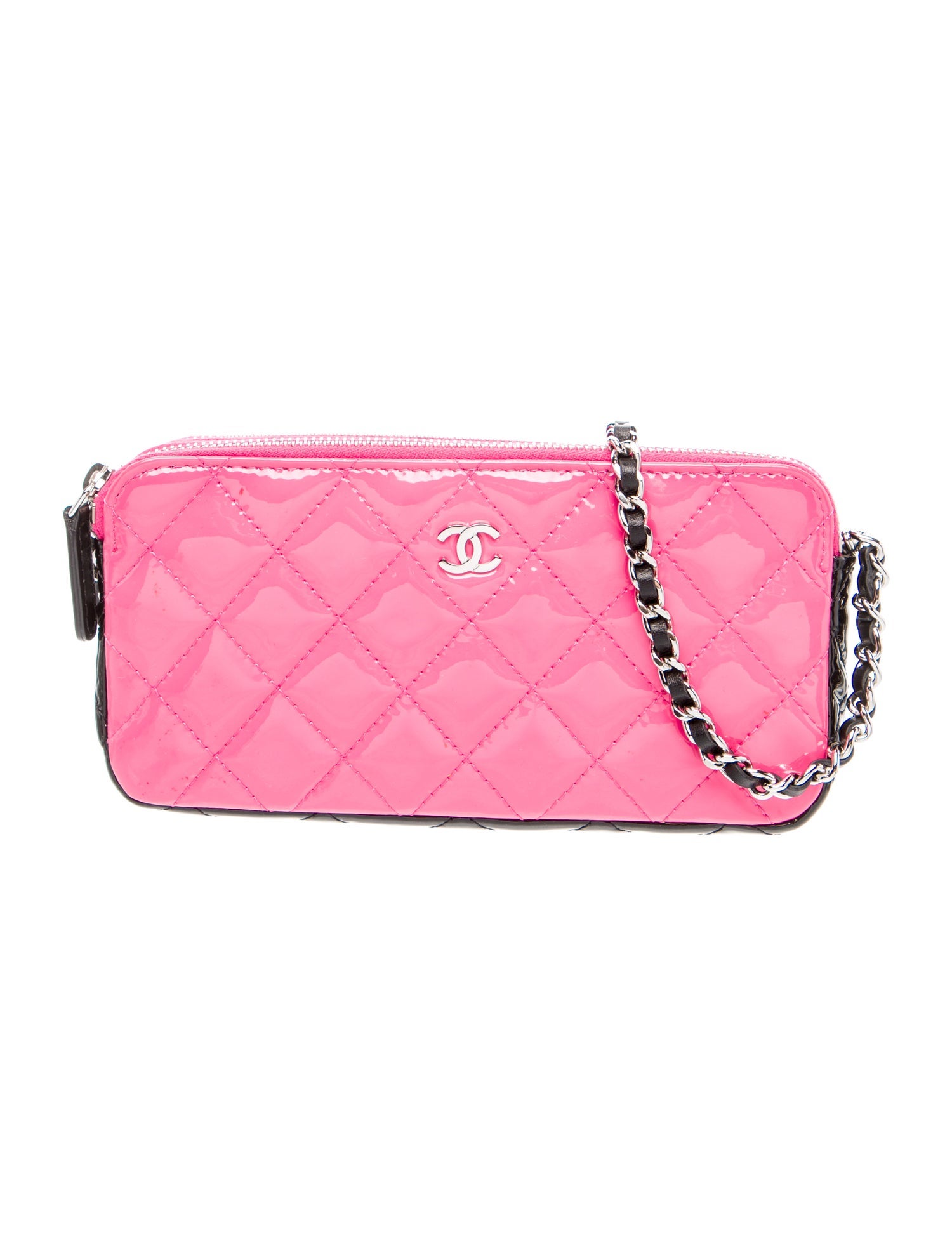 Chanel Patent Double Zip Clutch