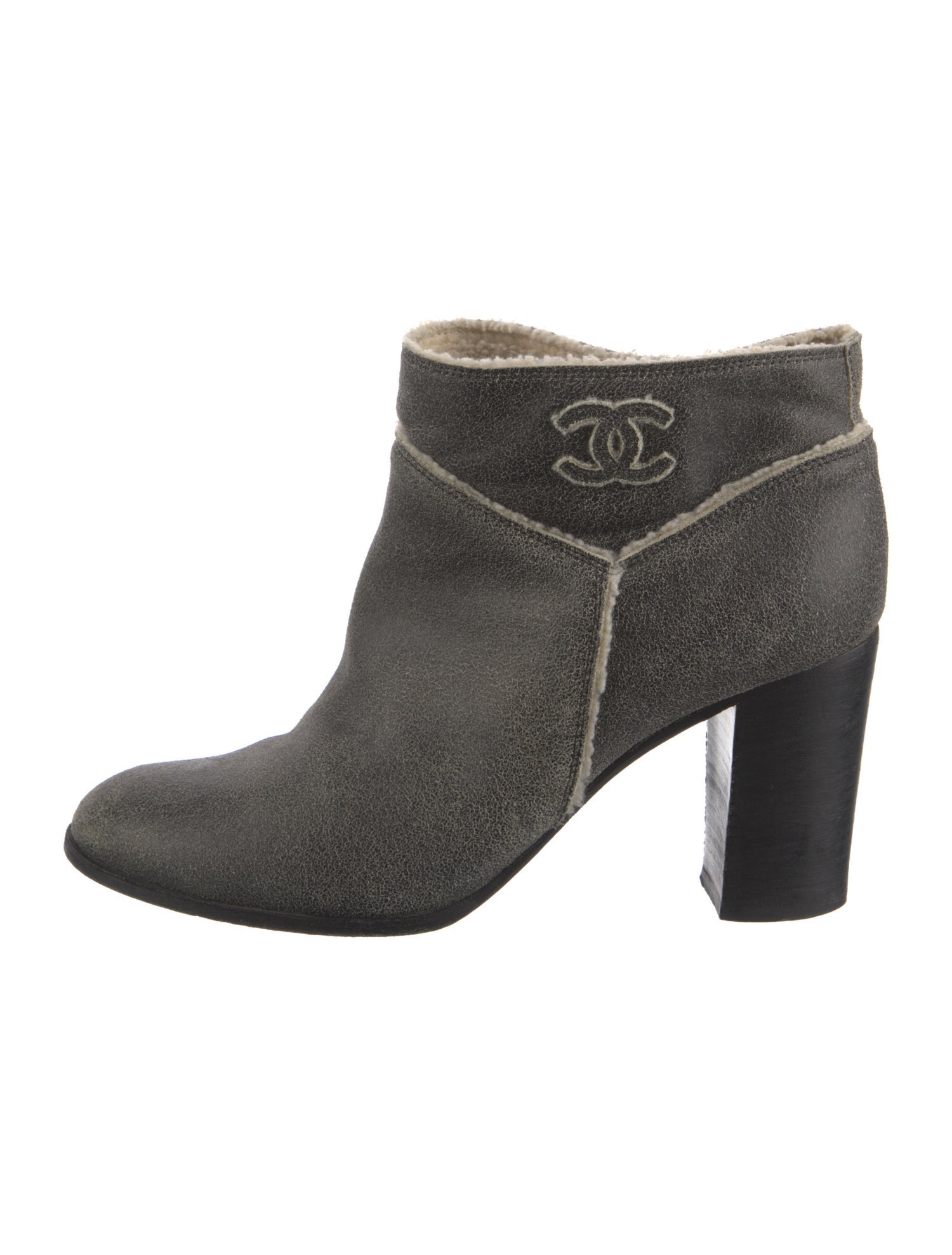 Chanel Interlocking CC Logo Suede Boots