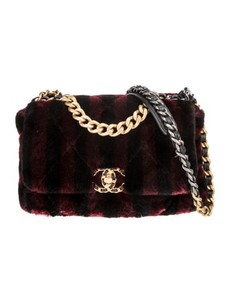 Chanel Shearling Stripe Medium 19 Flap Bag