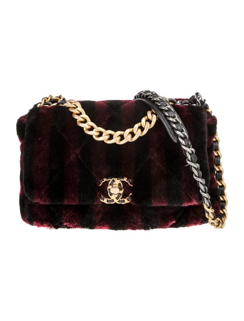Chanel Shearling Stripe Medium 19 Flap Bag