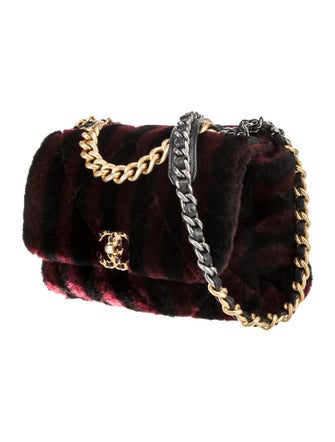 Chanel Shearling Stripe Medium 19 Flap Bag